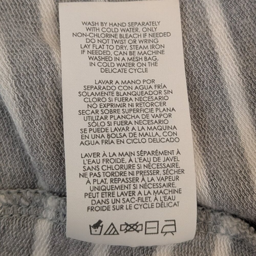 Cabi Stripe Easy Dress Midi Sleeveless Grey White Stripe Large Rouched  5974 - Picture 8 of 11